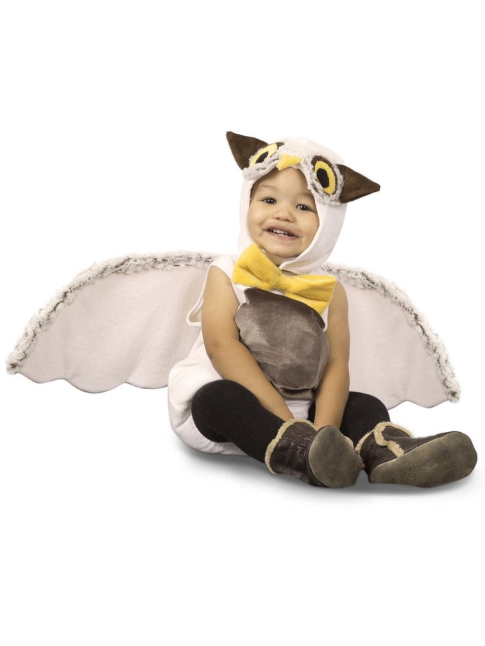 Toddler Owl Costume in White, Brown & Yellow 12 months